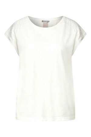 Street One Dames shirt km v-hals kort Street One 319579 10108 off white
