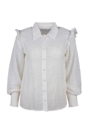 CL Essentials Dames blouse lm kort CL Essentials Kate W80395 11-0602 off white