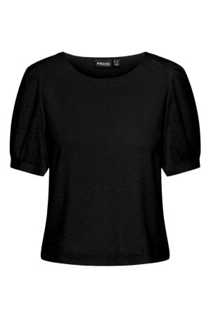 Pieces Dames shirt km ronde hals kort Pieces 17145519 black
