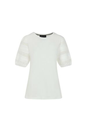 Elvira Casuals Dames shirt km ronde hals kort Elvira Casuals E1 24-052 015 off white
