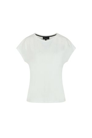 Elvira Casuals Dames shirt km ronde hals kort Elvira Casuals E1 24-002 015 off white