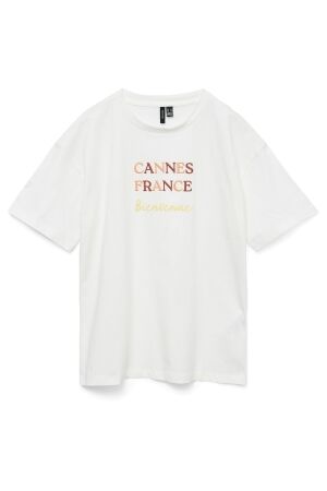 Vero Moda Dames shirt km ronde hals kort Vero Moda 10325349 snow white/ cannes france