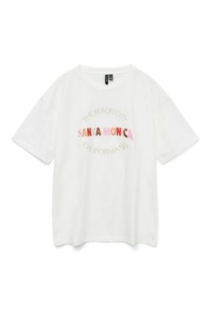 Vero Moda Dames shirt km ronde hals kort Vero Moda 10325349 snow white/ santa monica