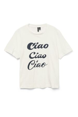 Vero Moda Dames shirt km ronde hals kort Vero Moda 10327143 snow white/ ciao