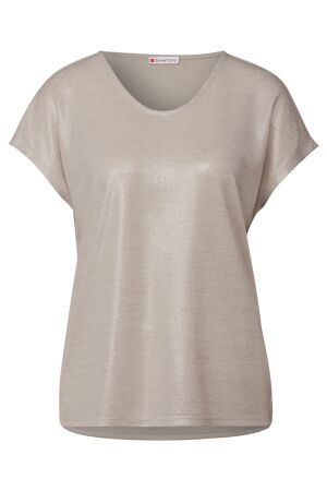 Street One Dames shirt km ronde hals kort Street One 322694 16269 moonstone sand