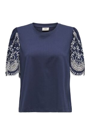 Jacqueline de Yong Dames shirt km ronde hals kort Jacqueline de Yong 15341457 BLACK IRIS
