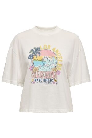 Jacqueline de Yong Dames shirt km ronde hals kort Jacqueline de Yong 15345725 print los angeles/cloud dancer