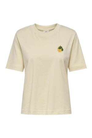 Jacqueline de Yong Dames shirt km ronde hals kort Jacqueline de Yong 15306388 Cloud Cream Lemon Patch