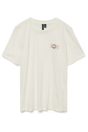 Vero Moda Dames shirt km ronde hals kort Vero Moda 10329477 snow white