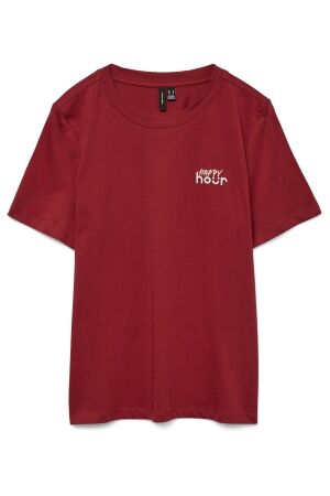 Vero Moda Dames shirt km ronde hals kort Vero Moda 10329477 karanda red