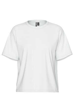 Pieces Dames shirt km ronde hals kort Pieces 17149470 bright white.