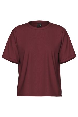 Pieces Dames shirt km ronde hals kort Pieces 17149470 tawny port