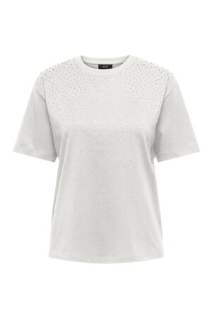 Jacqueline de Yong Dames shirt km ronde hals kort Jacqueline de Yong 15359986 cloud dancer