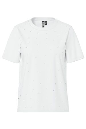 Pieces Dames shirt km ronde hals kort Pieces 17163535 BRIGHT WHITE