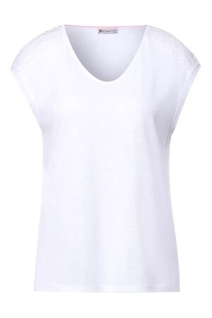 Street One Dames shirt km v-hals kort Street One 318019 10000 white