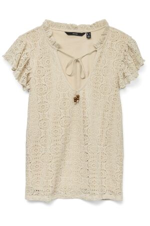 Vero Moda Dames shirt km v-hals kort Vero Moda 10325035 birch