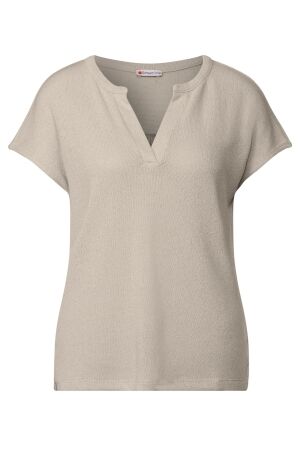 Street One Dames shirt km v-hals kort Street One 323142 16269 moonstone sand