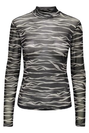 Jacqueline de Yong Dames shirt lm ronde hals kort Jacqueline de Yong 15272694 black aop zebra