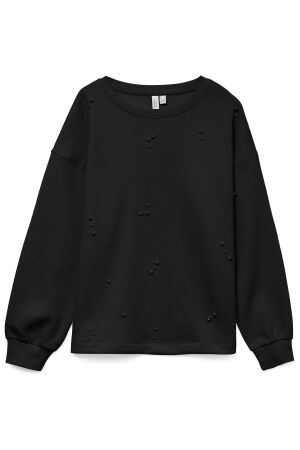 Vero Moda Dames trui lm ronde hals kort Vero Moda 10333582 black detail tone in tone