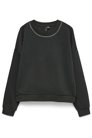 Vero Moda Dames trui lm ronde hals kort Vero Moda 10333544 black neck studs