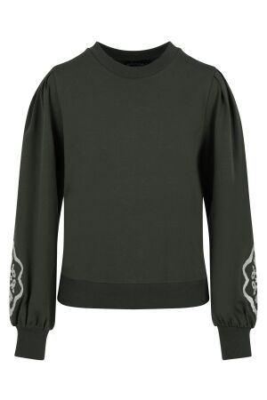 Elvira Casuals Dames trui lm ronde hals kort Elvira Casuals E4 25-023 276 dark green