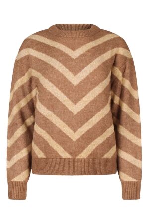 lizzi lou Dames trui lm ronde hals kort lizzi lou Monni W10409 17-1321 woodsmoke