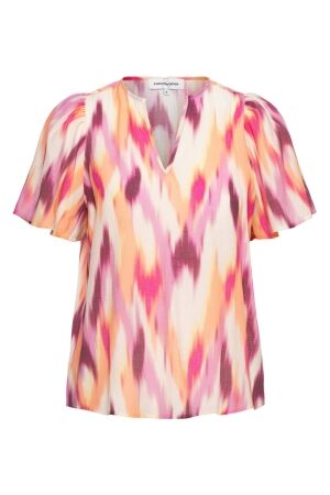&co Dames blouse km kort &co Ella ikat BL353 peach orange 52086