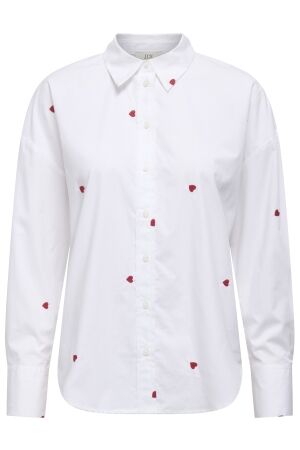 Jacqueline de Yong Dames blouse lm kort Jacqueline de Yong 15330490 WHITE/RED HEART EMBROIDERY