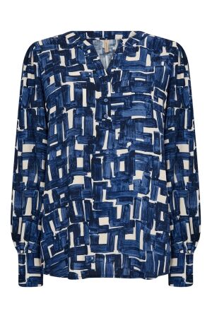 Soya Concept Dames blouse lm kort Soya Concept 41406 6832c estate blue combi