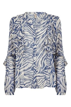 Soya Concept Dames blouse lm kort Soya Concept 41408 6832c estate blue combi