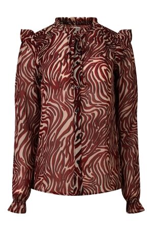 City Life Dames blouse lm kort City Life Ysra ruffle W10537 zebra/3-kleurig cabernet
