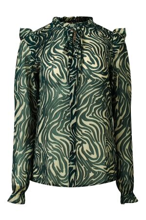 City Life Dames blouse lm kort City Life Ysra ruffle W10537 zebra/3-kleurig deep teal