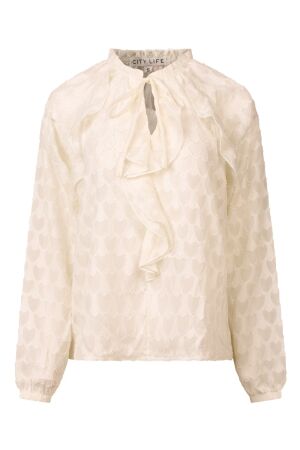 City Life Dames blouse lm kort City Life Lucia W10538 11-0602 snowwhite