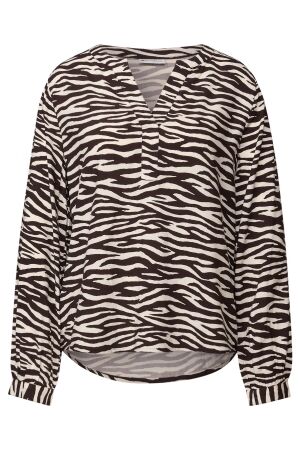 Street One Dames blouse lm kort Street One 346047 26866 deep roast brown