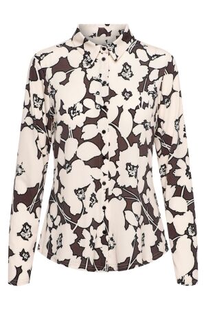 &co Dames blouse lm kort &co BL390 E-Chocolate