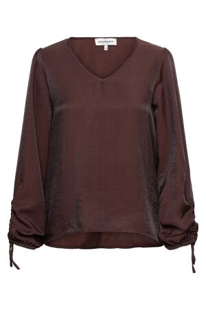 &co Dames blouse lm kort &co Bl404 E-chocolate