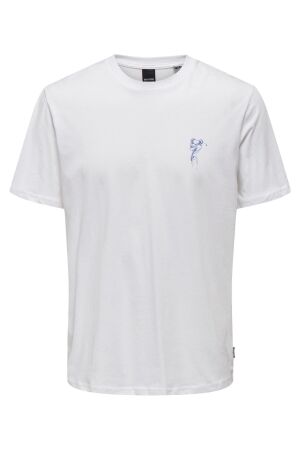 Only and Sons Heren shirt km ronde hals Only and Sons 22026070 bright white