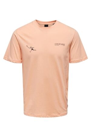 Only and Sons Heren shirt km ronde hals Only and Sons 22026070 peach nectar