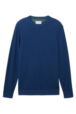 Tom Tailor Heren trui lm ronde hals Tom Tailor 1038612 32618 hocky blue dark melange