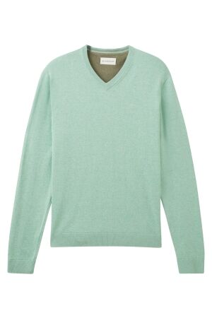 Tom Tailor Heren trui lm v-hals Tom Tailor 1039811 26128 soft jade melange