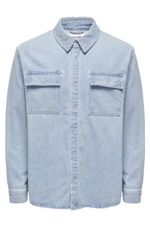 Only and Sons Heren overhemd lm Only and Sons 22025367 light blue denim
