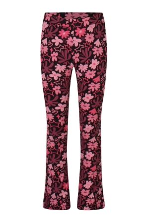 D Zine Meisjes broek pantalon strak D Zine Malina aop W10217 bloem wijnrood
