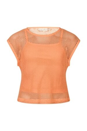 D Zine Meisjes shirt km ronde hals kort D Zine Netty top Z80260 15-1239 cantaloupe