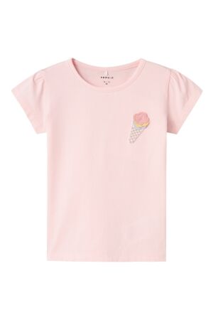 name it mini Meisjes shirt km ronde hals kort name it mini 13228633 parfait pink