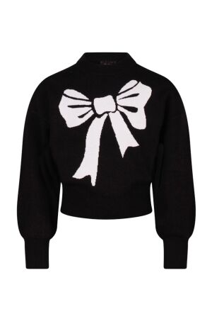 D Zine Meisjes trui lm ronde hals kort D Zine Tanomi W10117 strik black