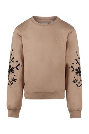 no way monday Meisjes trui lm ronde hals kort no way monday 056053-1 taupe
