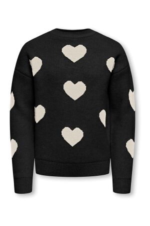 kids only Meisjes trui lm ronde hals kort kids only 15322126 black- birch hearts