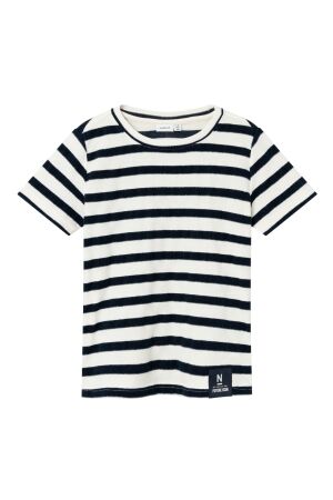 Name It Jongens shirt km ronde hals Name It 13228285 jet stream stripes dark sapphire