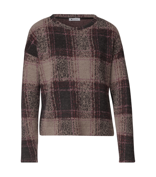 Street One 325902 soft multi color check Bruin donker