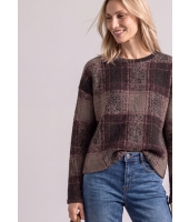 Street One 325902 soft multi color check Bruin donker